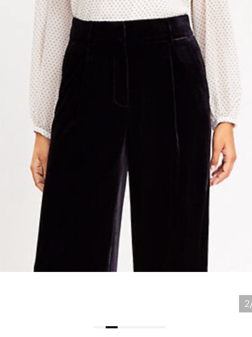 Loft Black Velvet Wide-Leg Pants
